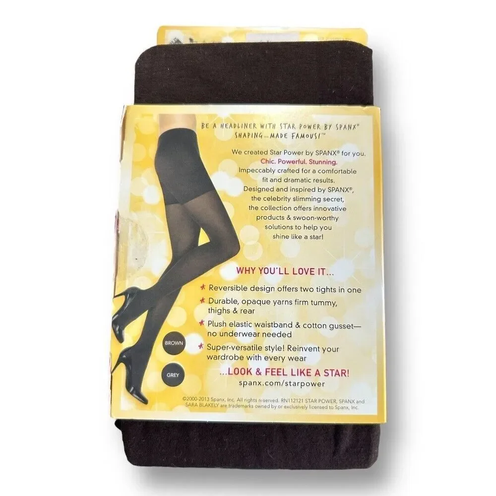 New STAR by SPANX Center‎ Stage Reversible Tights Black Java Size A Office Party